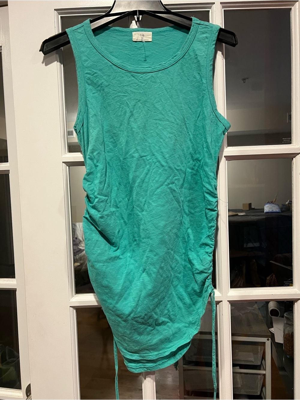 T.La Ruched Sleeveless Tank Top in Teal